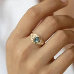 Tomfoolery One-Of-A-Kind Green Tourmaline & Diamond Moon Ring Online
