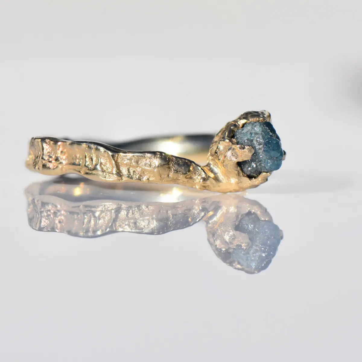 Tomfoolery One-Of-A-Kind Hawthorn Band with Rough Blue Diamond Outlet