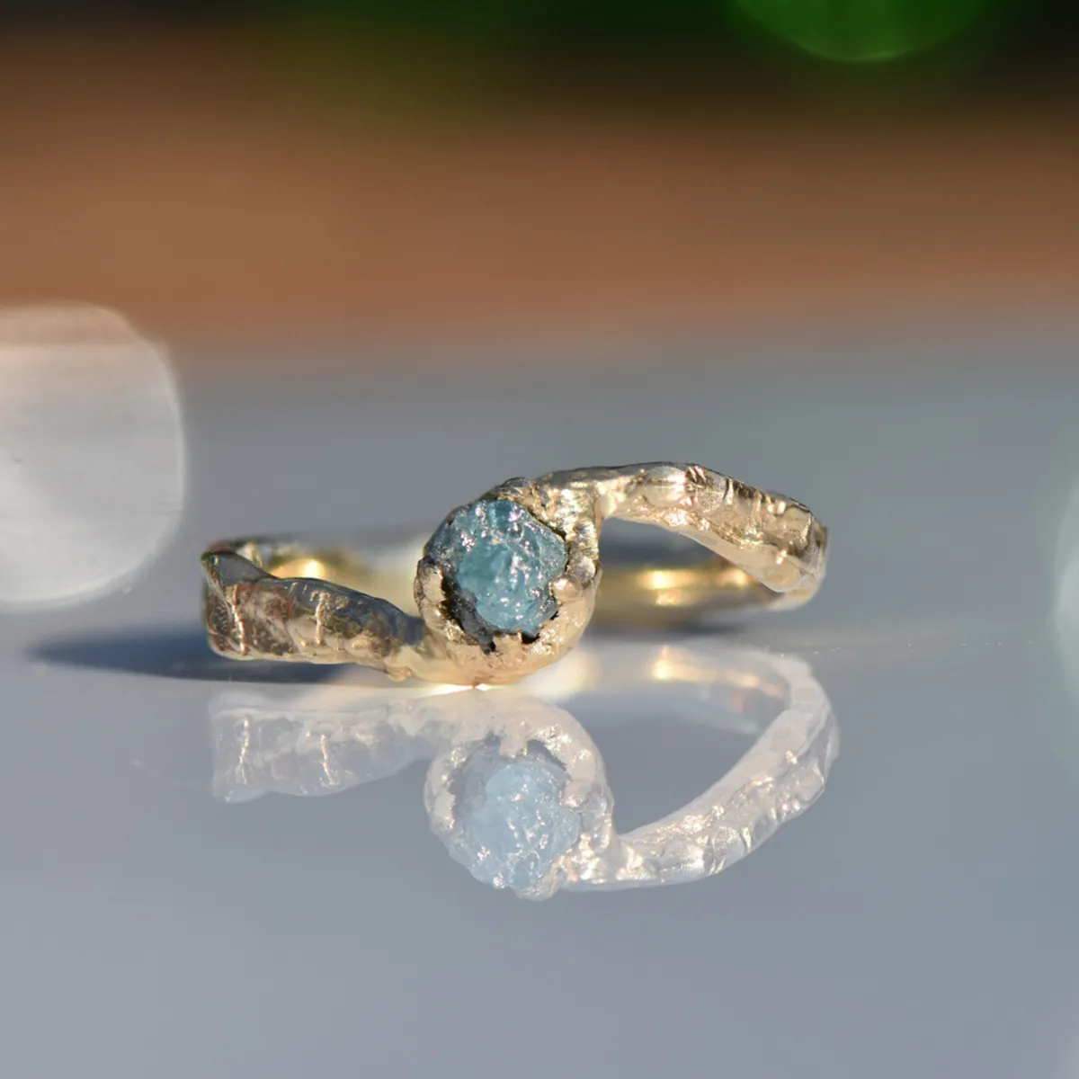 Tomfoolery One-Of-A-Kind Hawthorn Band with Rough Blue Diamond Outlet