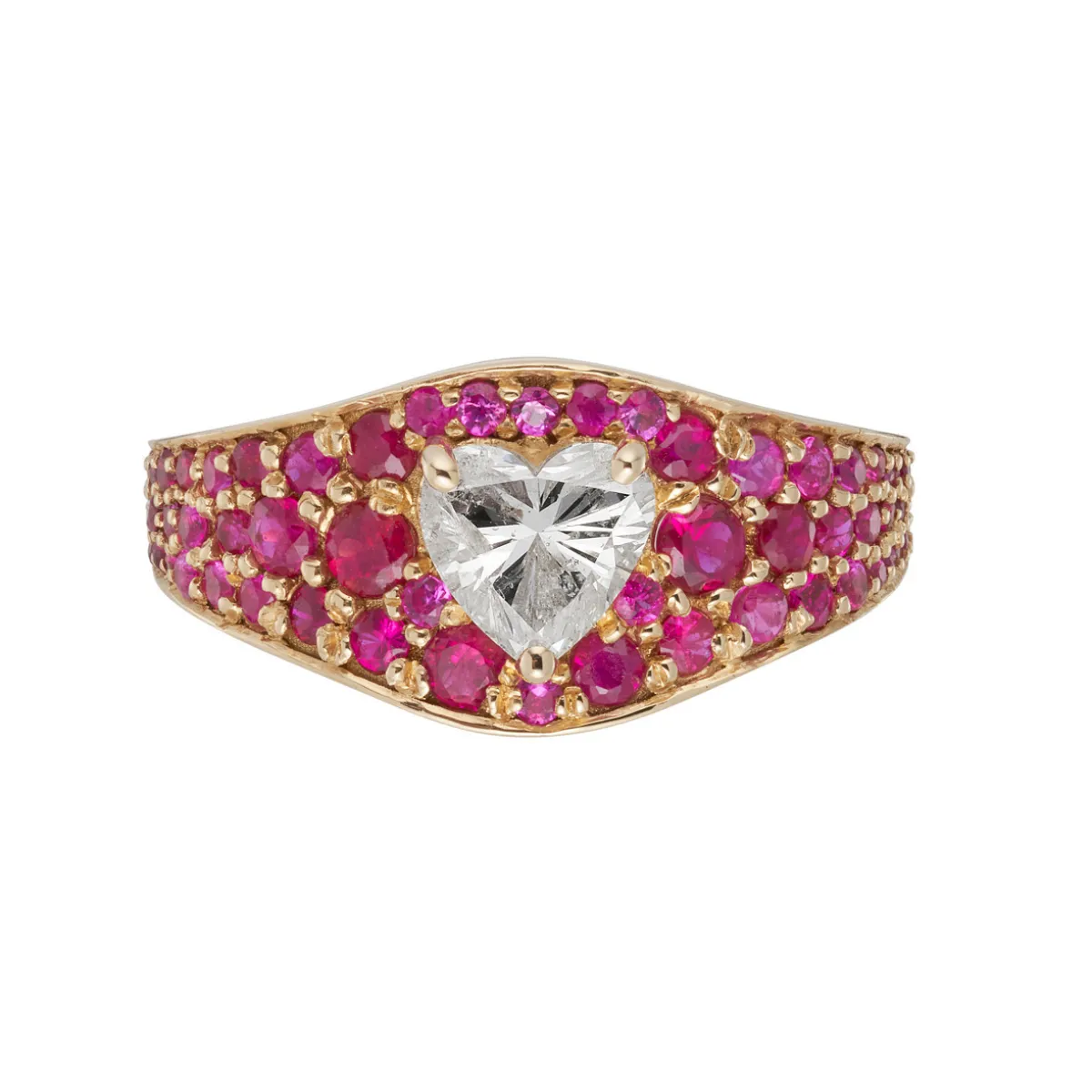 Tomfoolery One-Of-A-Kind Heart Diamond Ring with Rubies Outlet