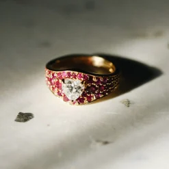 Tomfoolery One-Of-A-Kind Heart Diamond Ring with Rubies Outlet