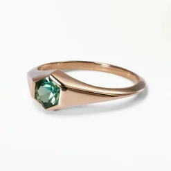 Tomfoolery One-Of-A-Kind Hexagon Cut Green Sapphire Signet No. 17 Ring Discount