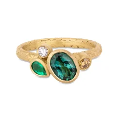 Tomfoolery One-Of-A-Kind Indicolite Tourmaline Cluster Ring Clearance