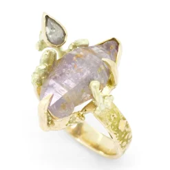 Tomfoolery One-Of-A-Kind Irregular Purple Sapphire & Diamond Ring Online