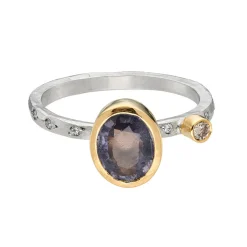 Tomfoolery One-Of-A-Kind Lilac Sapphire & Champagne Diamond Ring Discount