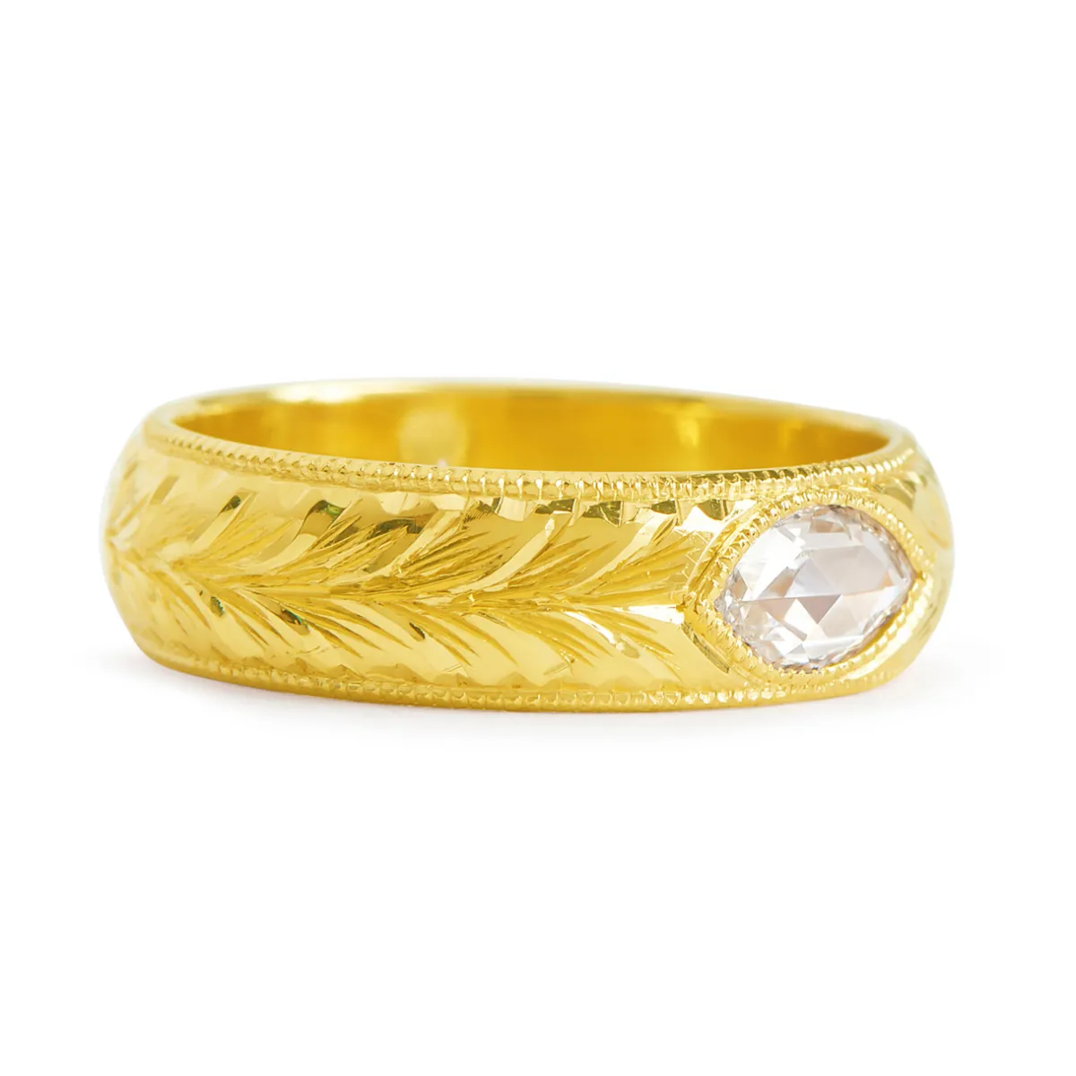 Tomfoolery One-Of-A-Kind Marquise Diamond Engraved Gypsy Band Online