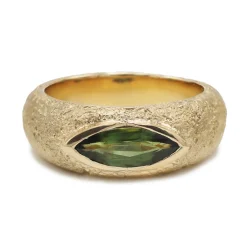 Tomfoolery One-Of-A-Kind Marquise Green Sapphire Textured Band Sale