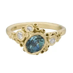 Tomfoolery One-Of-A-Kind Mermaid Blue Oval Sapphire Barnacle Cluster Ring Online