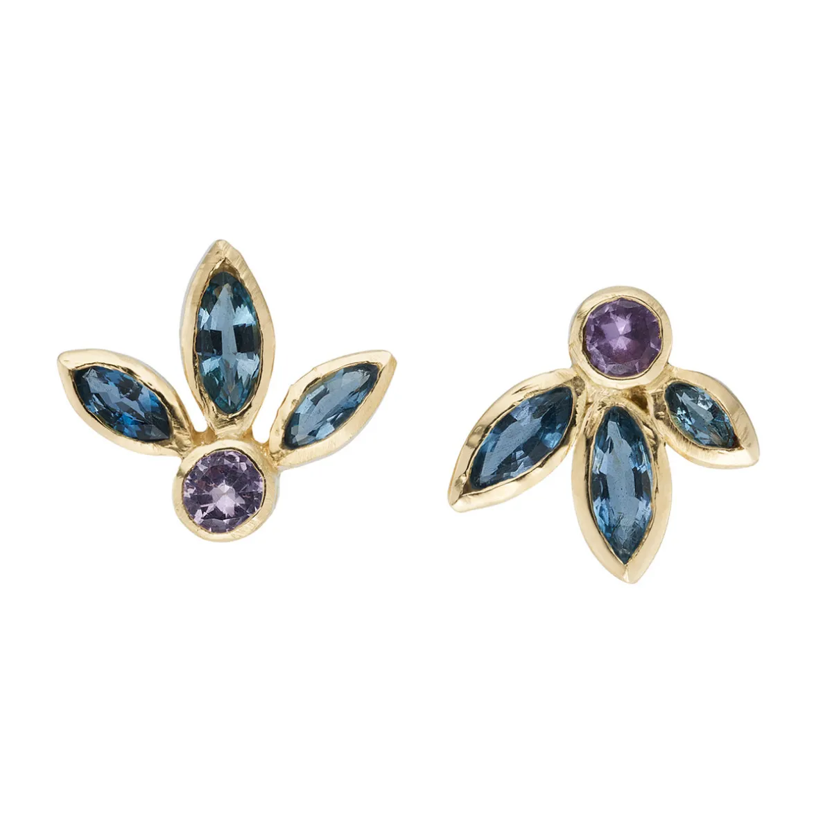 Tomfoolery One-Of-A-Kind Mixed Marquise Aquamarine & Sapphire Studs Fashion