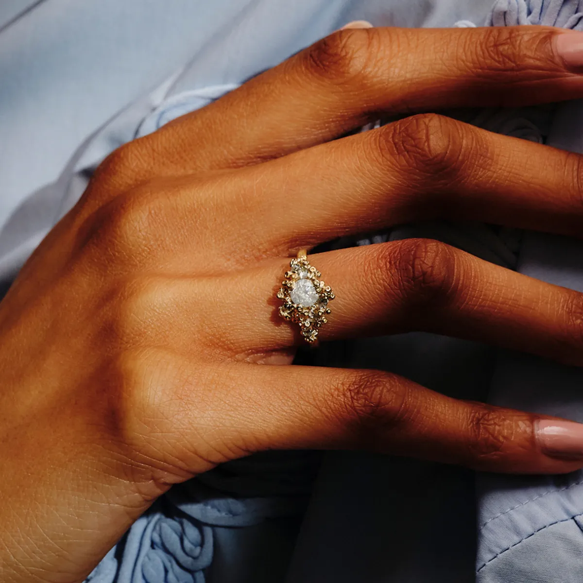 Tomfoolery One-Of-A-Kind Ocean Dreamer Diamond & Sapphire Ring Clearance