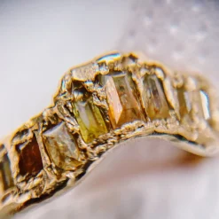 Tomfoolery One-Of-A-Kind Orange & Yellow Baguette Diamond V-Shaped Scatter Ring Discount