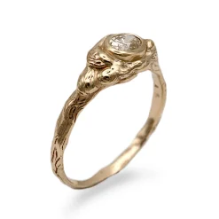 Tomfoolery One-Of-A-Kind Oval Brown Diamond Molten Carved Solitaire Ring New