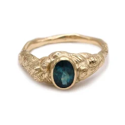 Tomfoolery One-Of-A-Kind Oval Teal Tourmaline Molten Carved Ring Sale