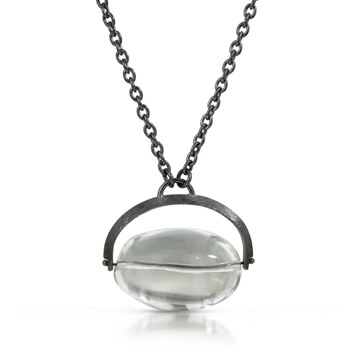 Tomfoolery One-Of-A-Kind Oxidised Silver Quartz Nugget Spinner Necklace Online