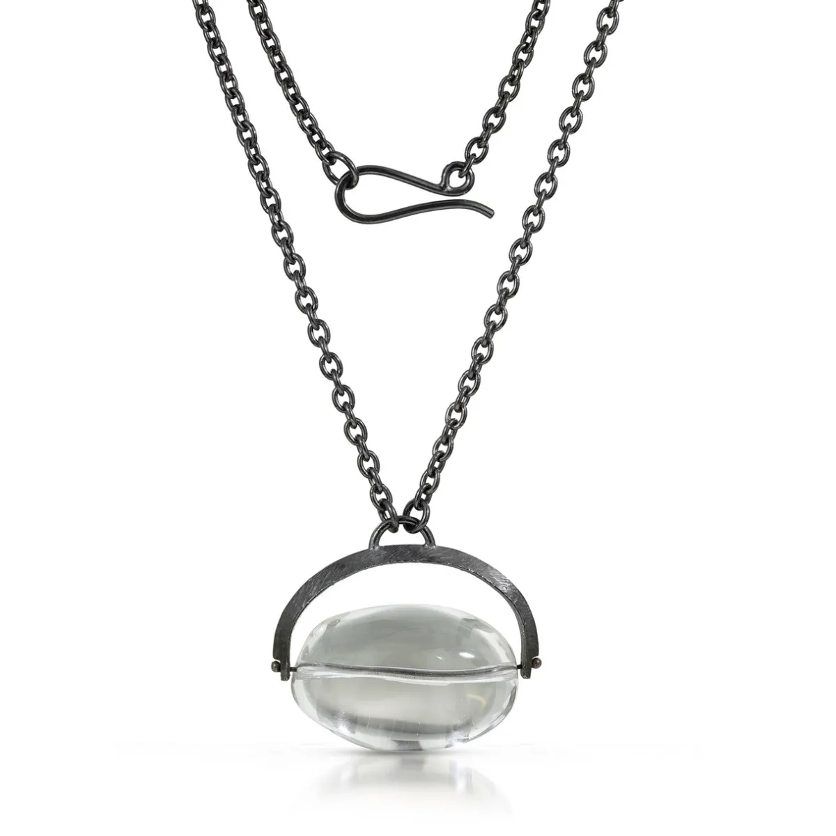 Tomfoolery One-Of-A-Kind Oxidised Silver Quartz Nugget Spinner Necklace Online