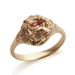 Tomfoolery One-Of-A-Kind Peach Sapphire Diamond Relic Ring Fashion