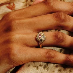 Tomfoolery One-Of-A-Kind Peach Sapphire Diamond Relic Ring Fashion