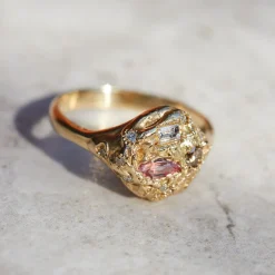 Tomfoolery One-Of-A-Kind Peach Sapphire Diamond Relic Ring Fashion