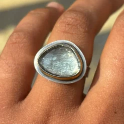 Tomfoolery One-Of-A-Kind Pear Fold Moss Aquamarine Ring Discount