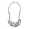Tomfoolery One-Of-A-Kind Pearl Feathered Statement Necklace New