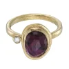 Tomfoolery One-Of-A-Kind Pink Free Form Sapphire & Diamond Yellow Gold Ring New