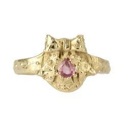 Tomfoolery One-Of-A-Kind Pink Sapphire Bow Shield Ring Outlet