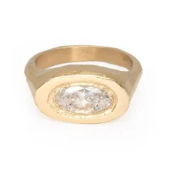 Tomfoolery One-Of-A-Kind Salt & Pepper Diamond Carved Signet Ring Clearance