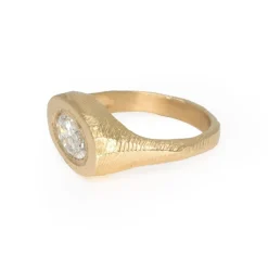 Tomfoolery One-Of-A-Kind Salt & Pepper Diamond Carved Signet Ring Clearance