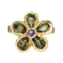 Tomfoolery One-Of-A-Kind Sapphire Blossom Flower Ring Sale