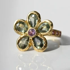 Tomfoolery One-Of-A-Kind Sapphire Blossom Flower Ring Sale