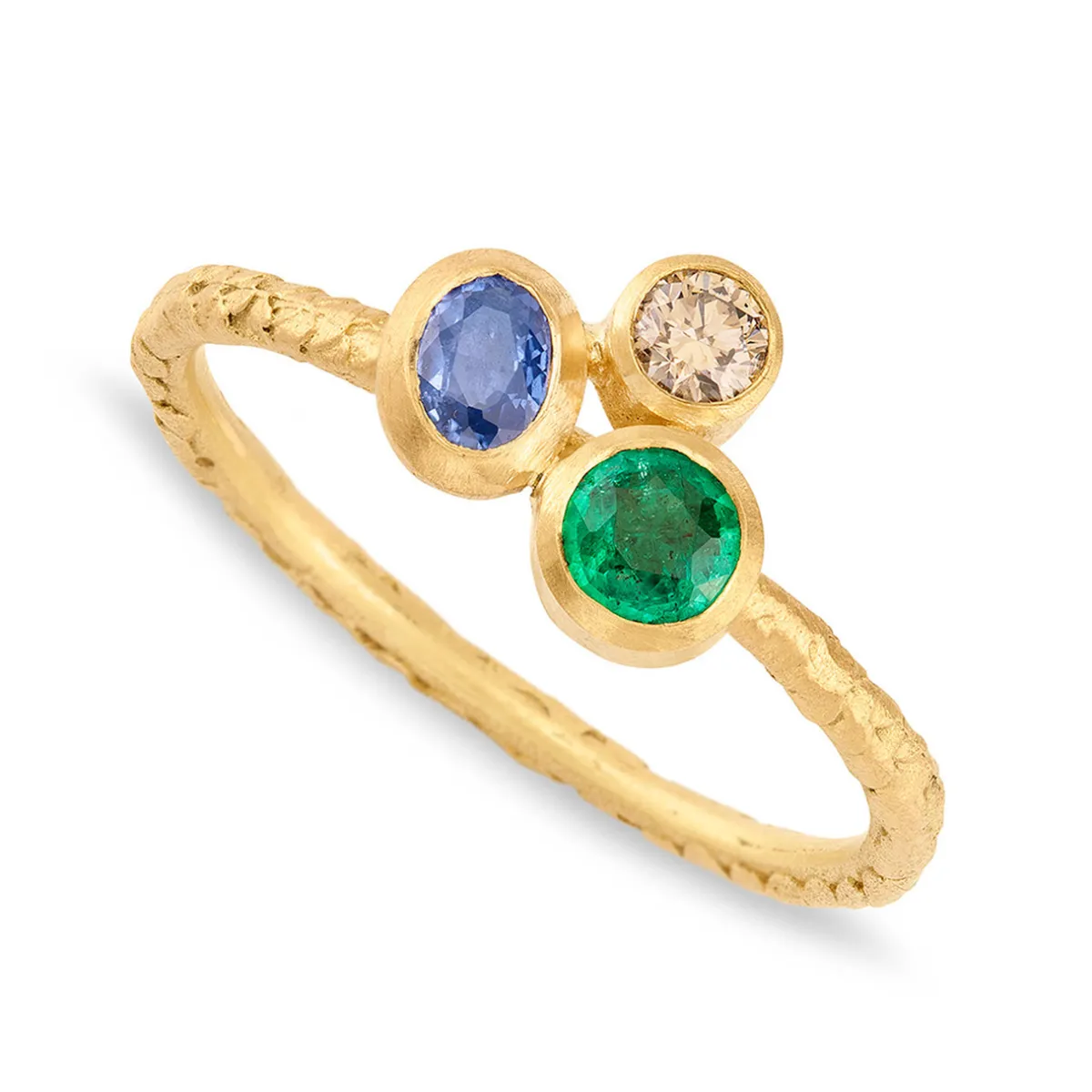 Tomfoolery One-Of-A-Kind Sapphire Swirling Stones Ring Clearance