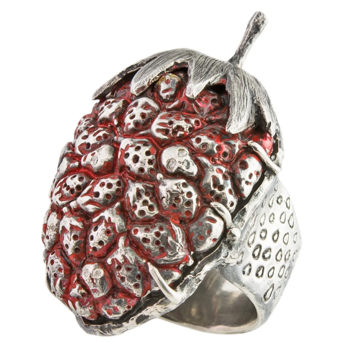 Tomfoolery One-Of-A-Kind Silver Strawberry Art Ring Clearance