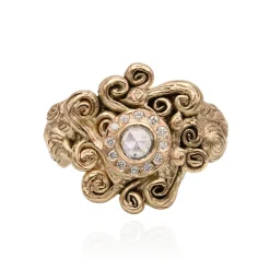 Tomfoolery One-Of-A-Kind Swirling Molten Diamond Halo Ring Hot