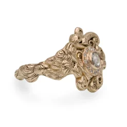 Tomfoolery One-Of-A-Kind Swirling Molten Diamond Halo Ring Hot