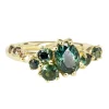 Tomfoolery One-Of-A-Kind Teal Sapphire & Champagne Diamond Dryad V Ring New