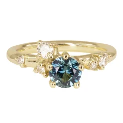 Tomfoolery One-Of-A-Kind Teal Sapphire & Diamond Antheia Ring Online