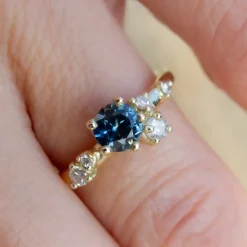 Tomfoolery One-Of-A-Kind Teal Sapphire & Diamond Antheia Ring Online
