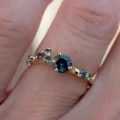 Tomfoolery One-Of-A-Kind Teal Sapphire Dryad Ring New