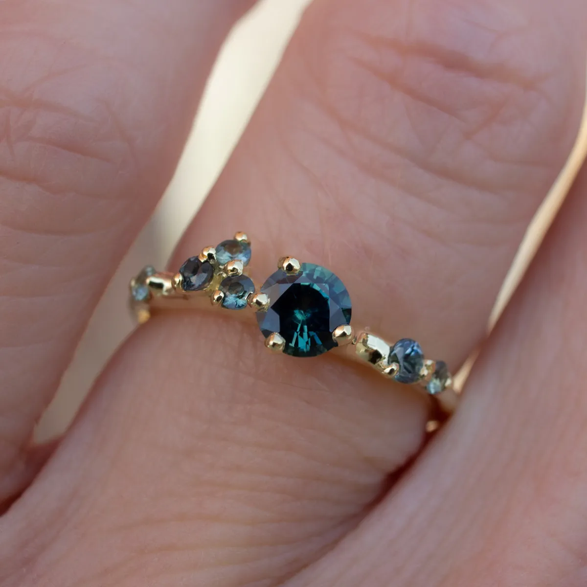 Tomfoolery One-Of-A-Kind Teal Sapphire Dryad Ring New