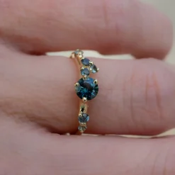 Tomfoolery One-Of-A-Kind Teal Sapphire Dryad Ring New