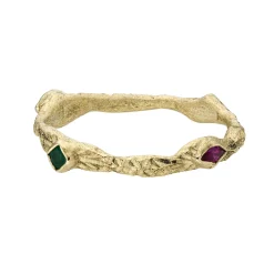 Tomfoolery One-Of-A-Kind Textured Gold & Mixed Gemstone Band Sale