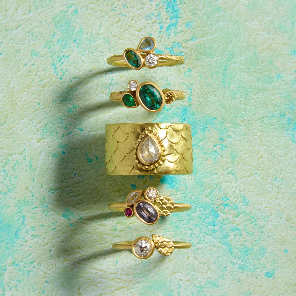 Tomfoolery One-Of-A-Kind Tourmaline Swirling Stones Ring Outlet