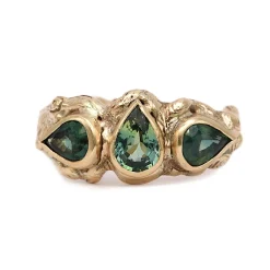 Tomfoolery One-Of-A-Kind Triple Pear Sapphire Molten Carved Ring Online