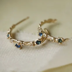 Tomfoolery One-Of-A-Kind Twisted Hoops with Scattered Sapphires Outlet