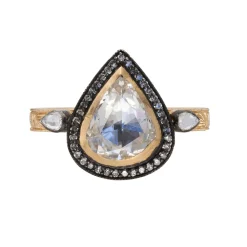 Tomfoolery One-Of-A-Kind Vintage Engraved Pear Diamond Solitaire Ring Outlet