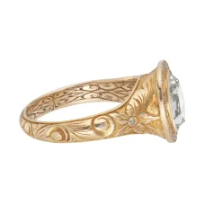 Tomfoolery One-Of-A-Kind Vintage Engraved Diamond Halo Ring Best