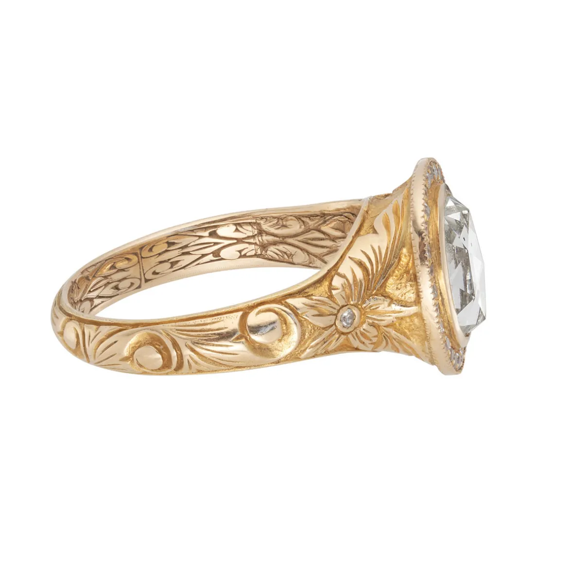 Tomfoolery One-Of-A-Kind Vintage Engraved Diamond Halo Ring Best
