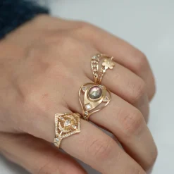 Tomfoolery One-Of-A-Kind Watermelon Tourmaline & Diamond Shield Ring Fashion