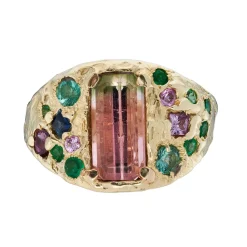 Tomfoolery One-Of-A-Kind Watermelon Tourmaline Cocktail Ring Clearance