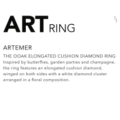 Tomfoolery OOAK Elongated Cushion Diamond Ring with Floral Sides Art Ring Sale